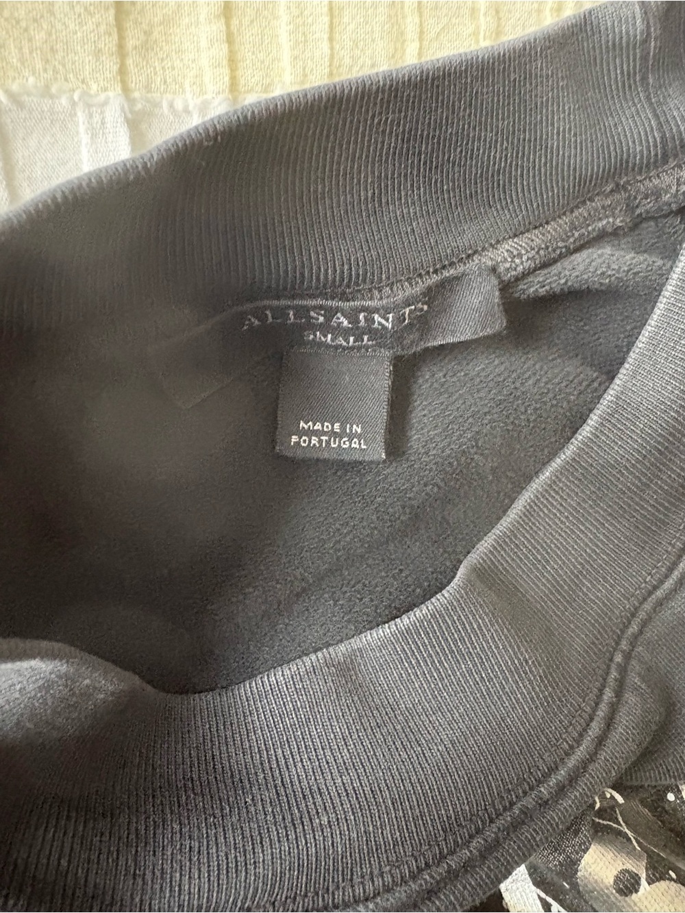 All Saints Black Crewneck Sweatshirt with White Skull Graphic - Picture 4 of 5